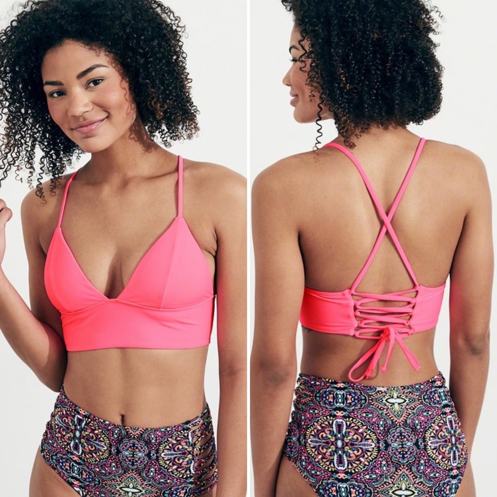 SOLD! 💚Hollister Black Long Line Bikini Top - Picture 2 of 9